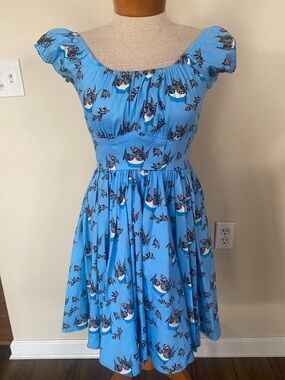 Pinup Couture dress Blue Cat Print size XS